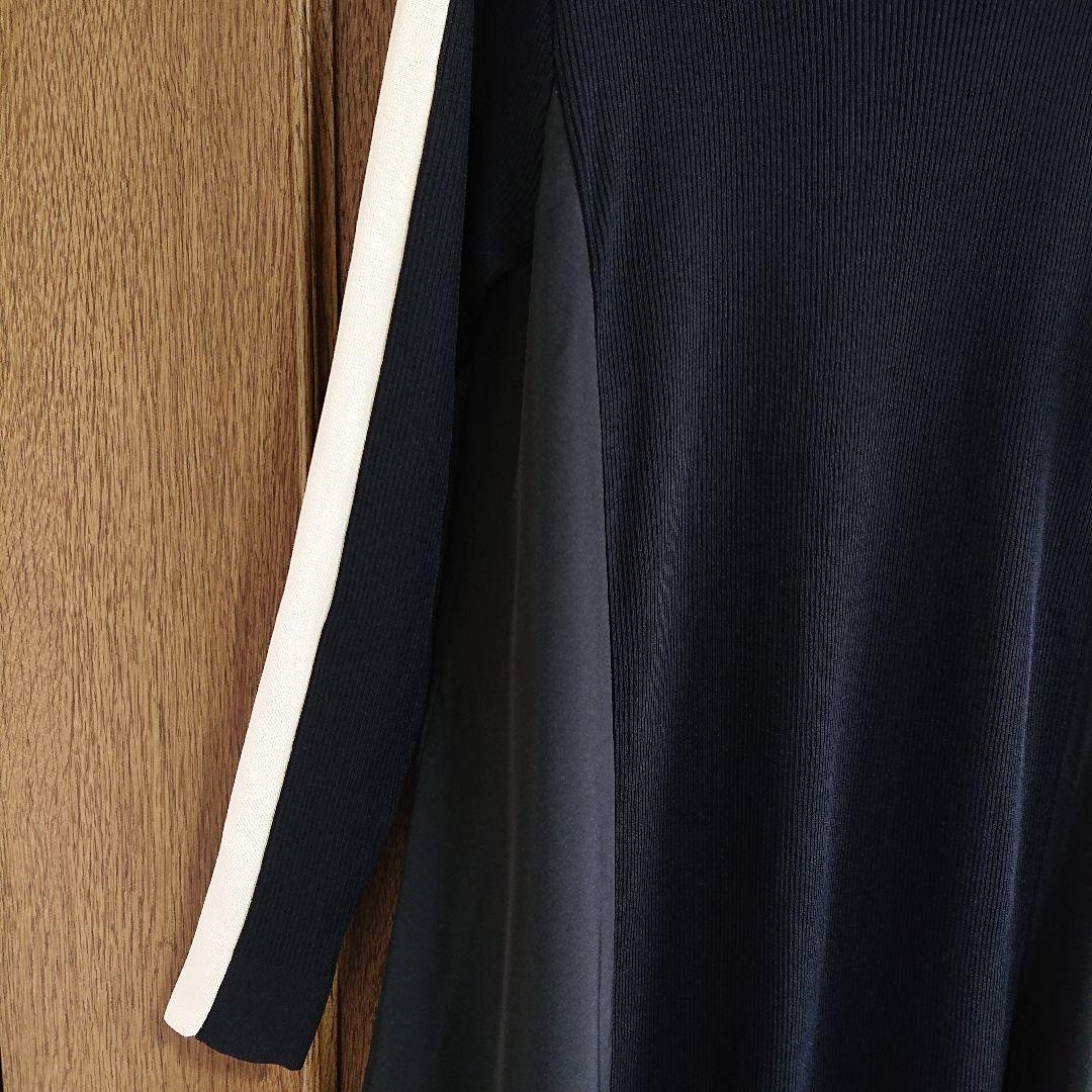 ❨新品❩ Vin 袖配色布帛ドッキングワンピース