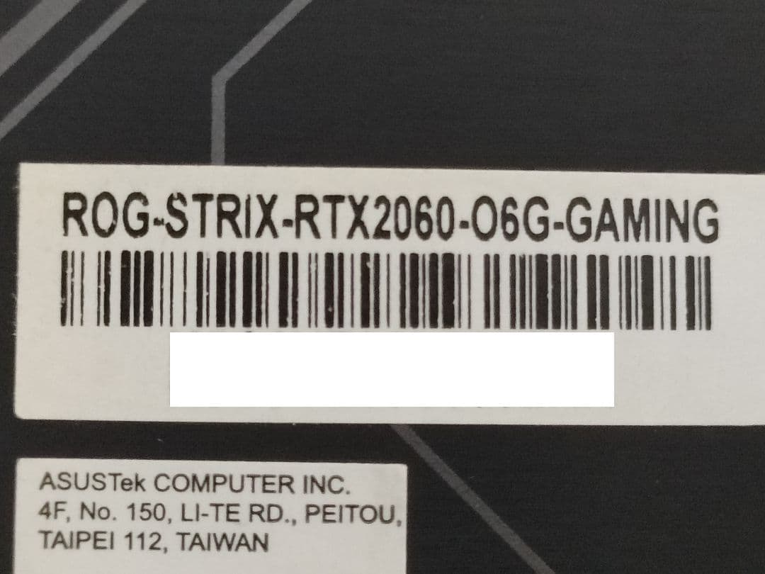 タ*タ様 ASUS RTX2060 6GB ROG STRIX GAMING O