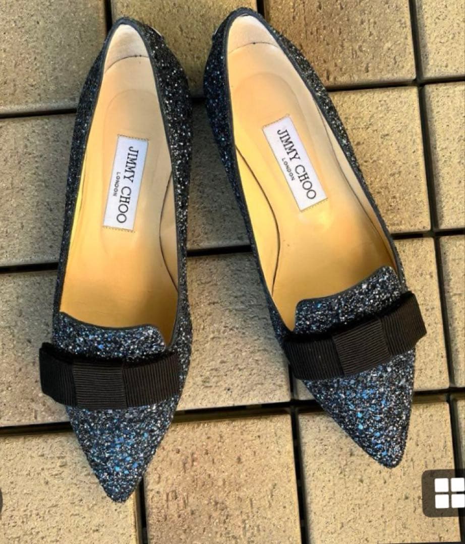 ジミーチュー グリッター フラットシューズ