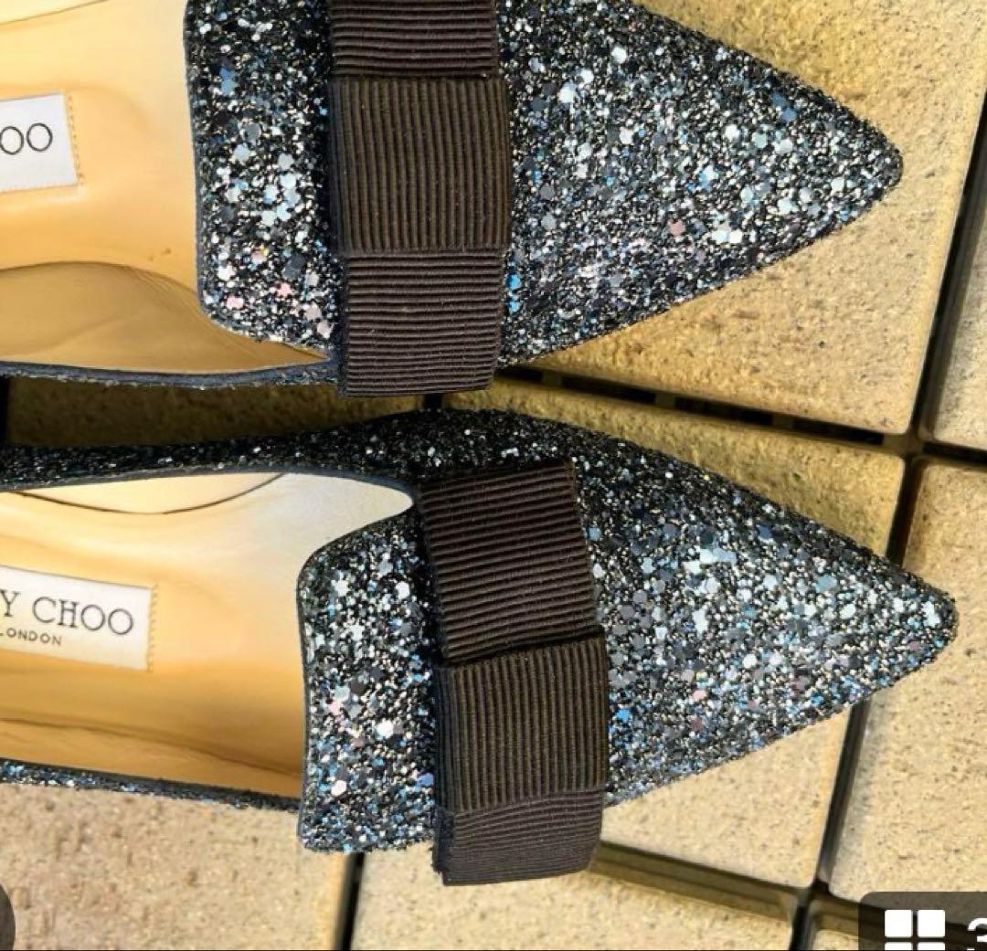 ジミーチュー グリッター フラットシューズ