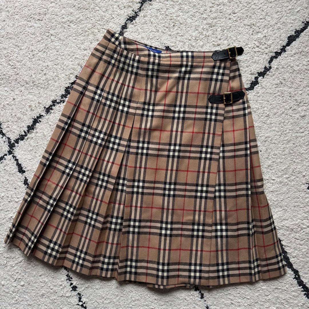 美品　burberrys プリーツ巻きスカート　ノバチェック　ベージュ　38