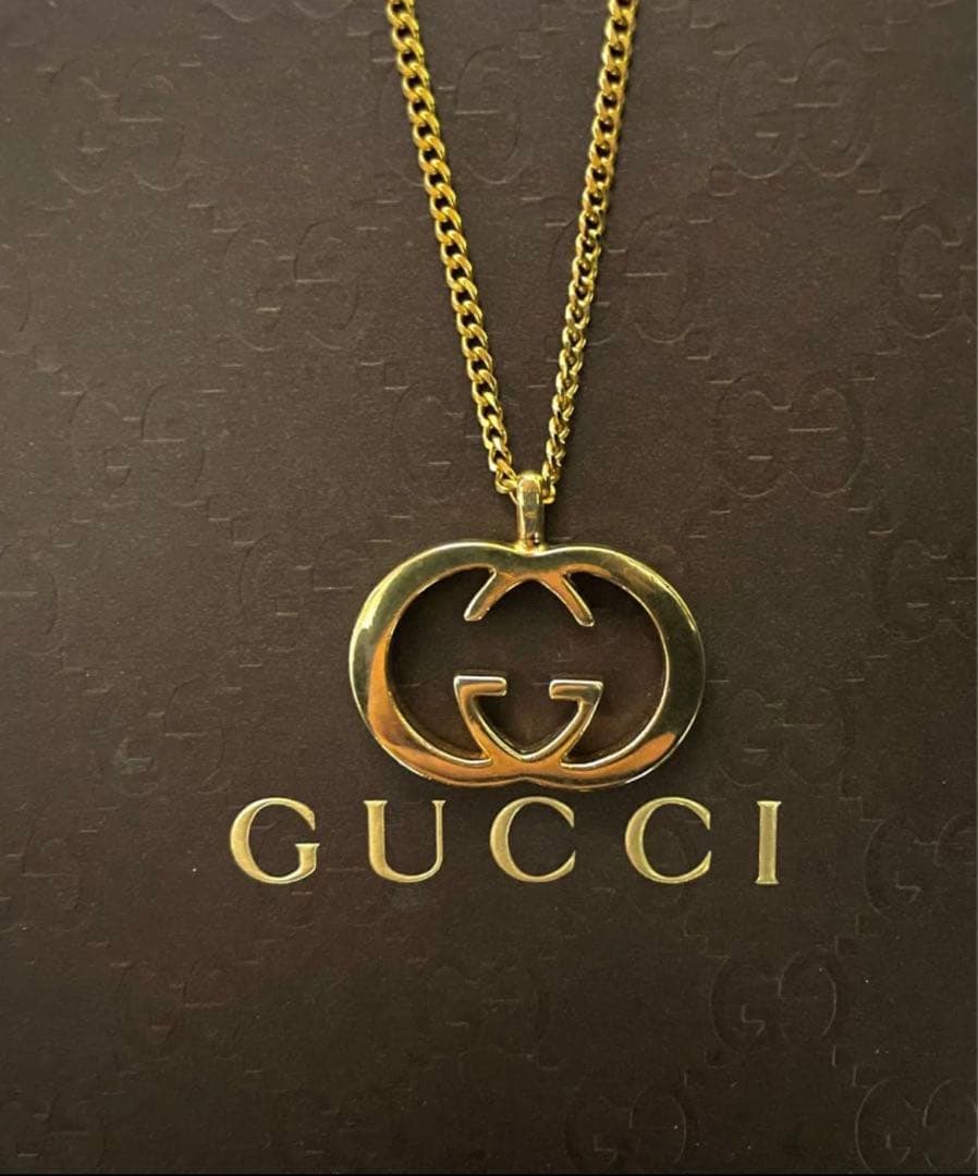 極美品 GUCCIグッチ インターロッキングG チャームネックレス【正規品】