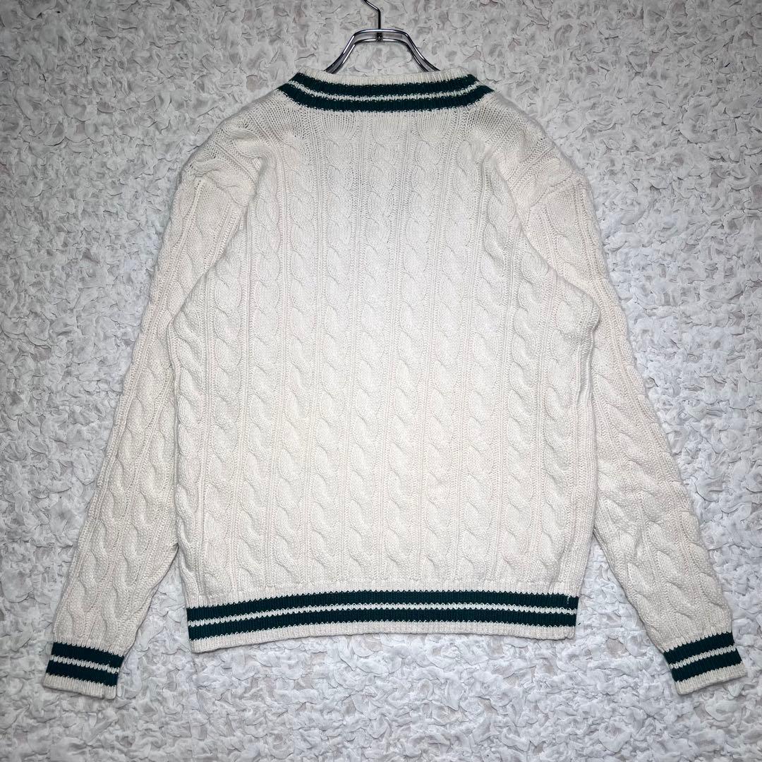 『大人気』　ポロバイラルフローレン　チルデンニット　カシミヤ混合　白　【M】