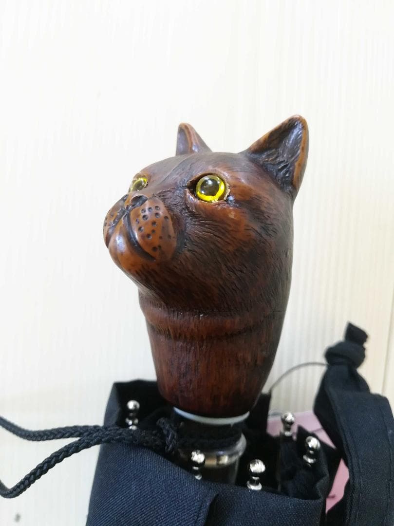 Guy de jean 折り畳み傘 雨/日傘兼用：ネコ（マロンブラウン）