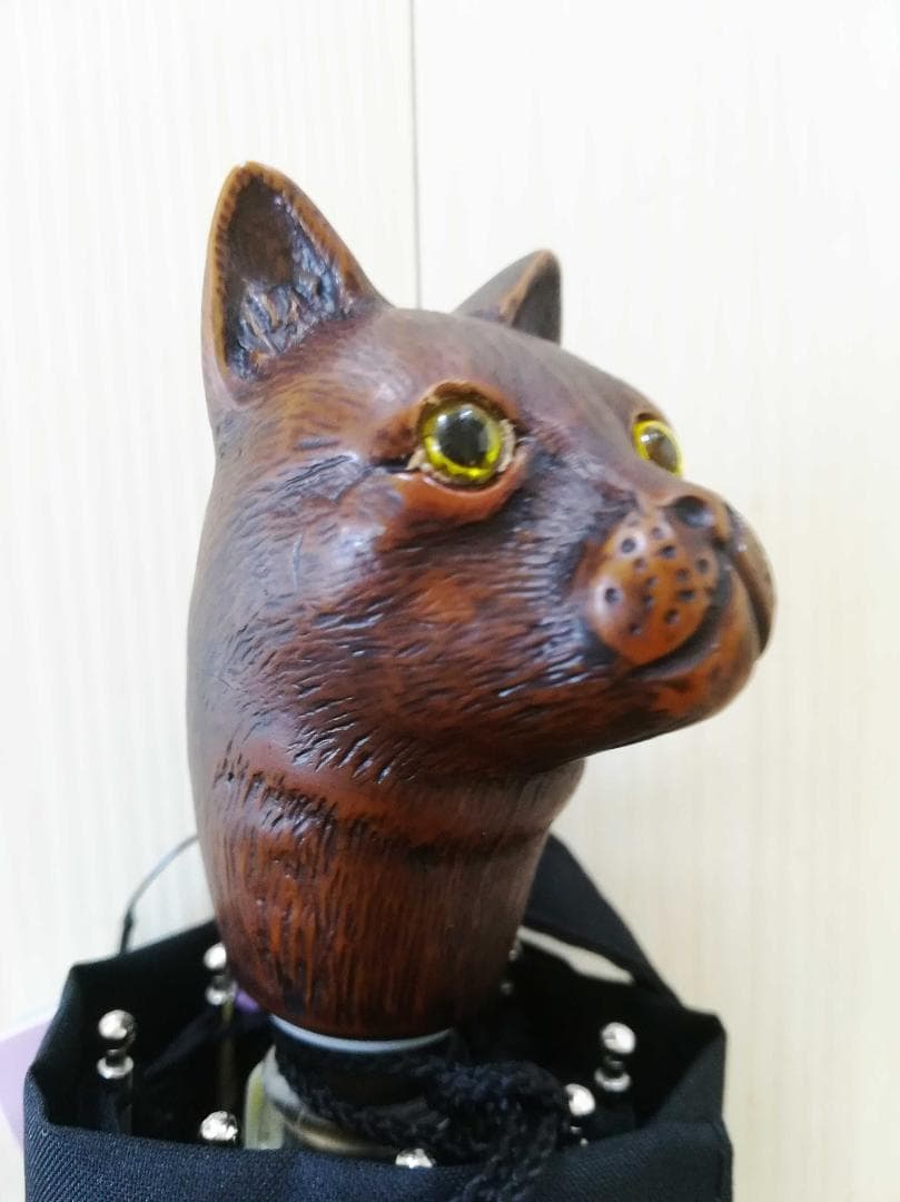 Guy de jean 折り畳み傘 雨/日傘兼用：ネコ（マロンブラウン）