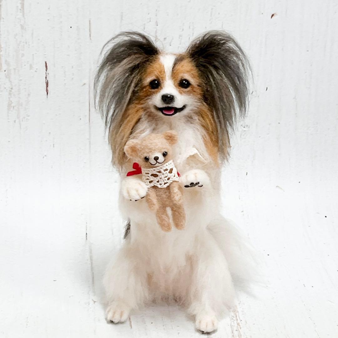 羊毛フェルト 犬 パピヨン