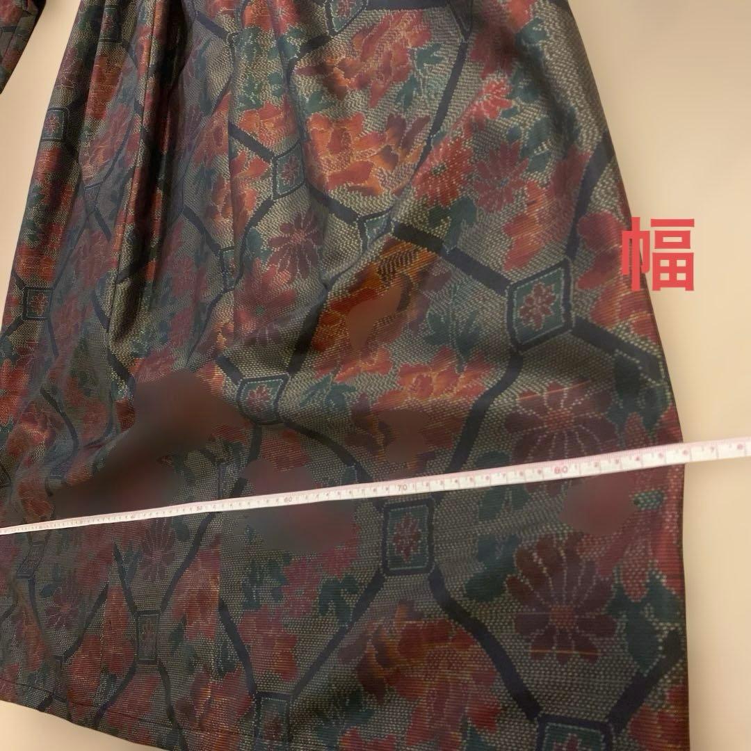 着物リメイク　大島紬ファッション　フリル袖のギャザーワンピース　マキシ丈