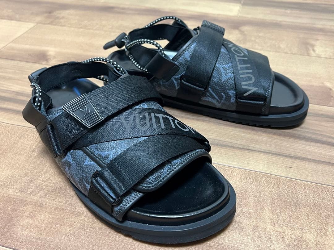 MSCS_004 LV ホノルルライン レザー×ファブリックサンダル サイズ7