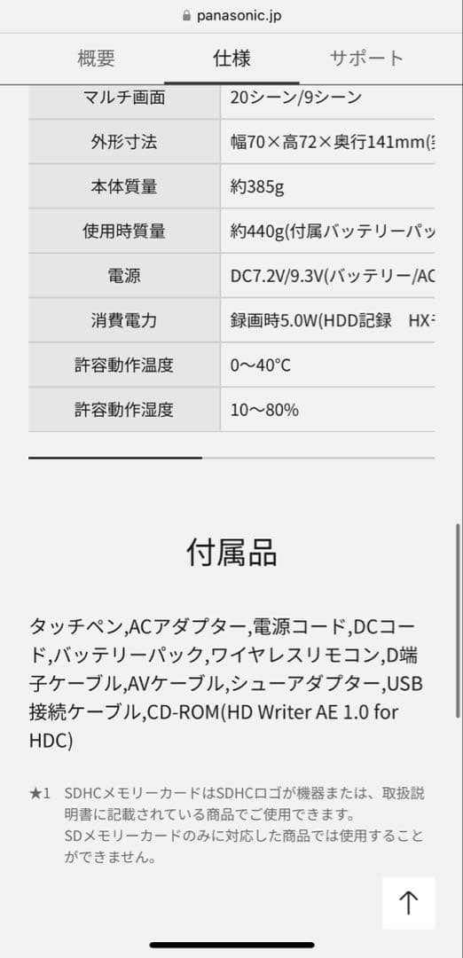 Panasonic HDC-TM300 動作確認済