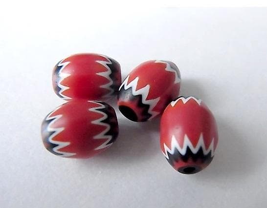 ★X1501★ヴェネチアン（A13）5層　芯青　ガラスビーズ　レッドシェブロン