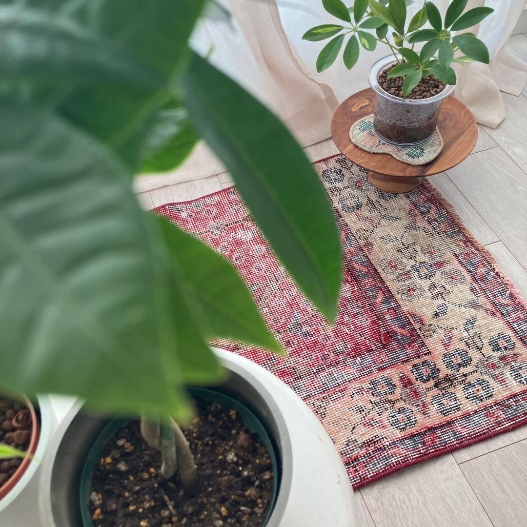 レッド64×222フローラル　ミルキー　ランナー　ロング　トルコヴィンテージラグ