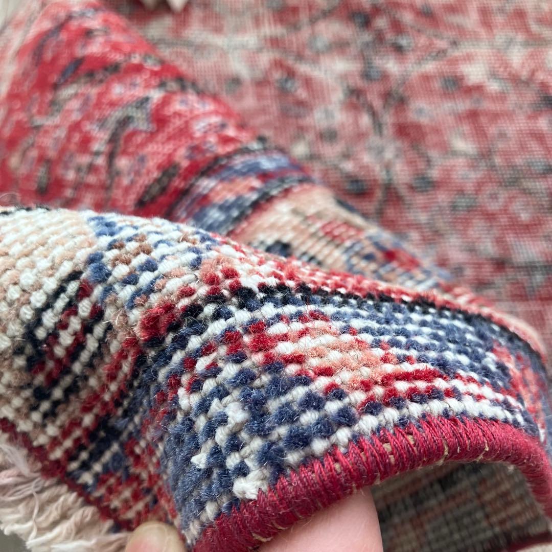 レッド64×222フローラル　ミルキー　ランナー　ロング　トルコヴィンテージラグ