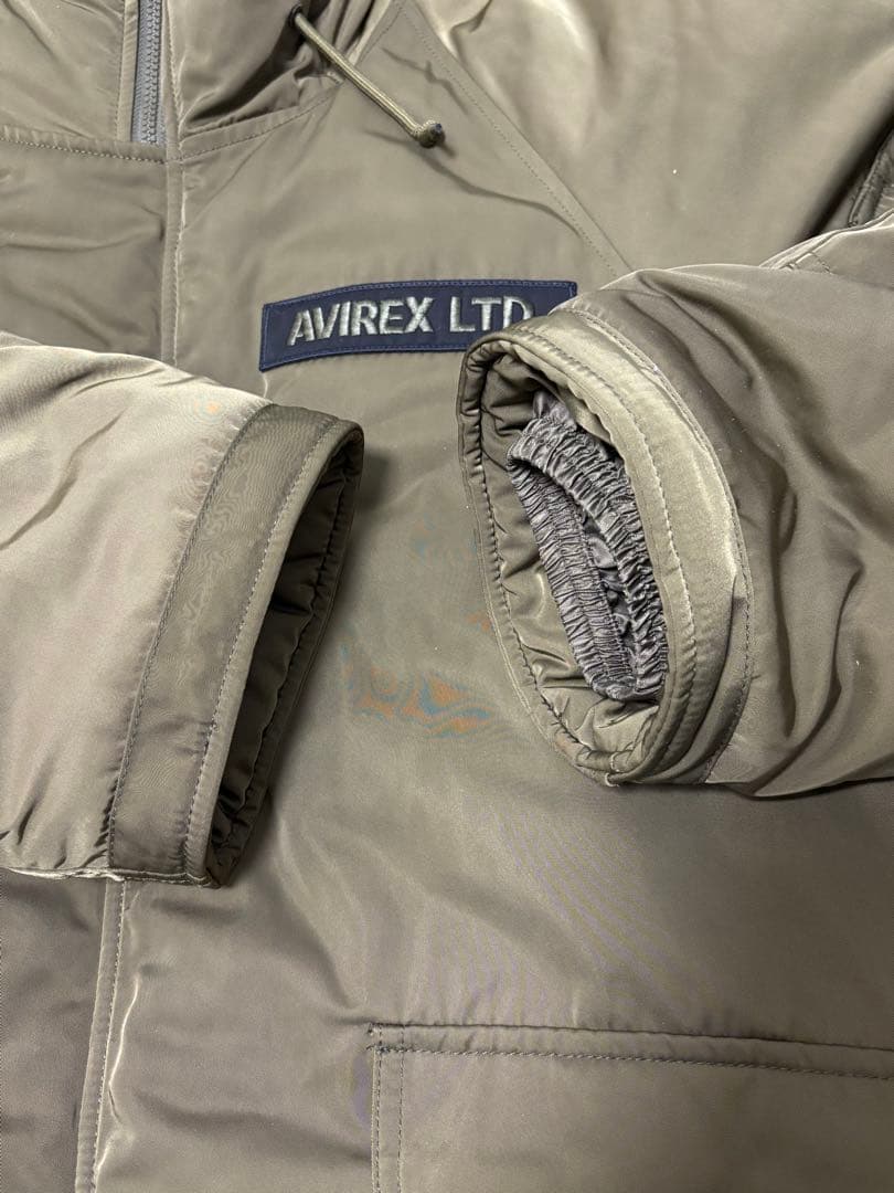 AVIREX N-3B ミリタリー 中綿ジャケット L カーキ フード付き