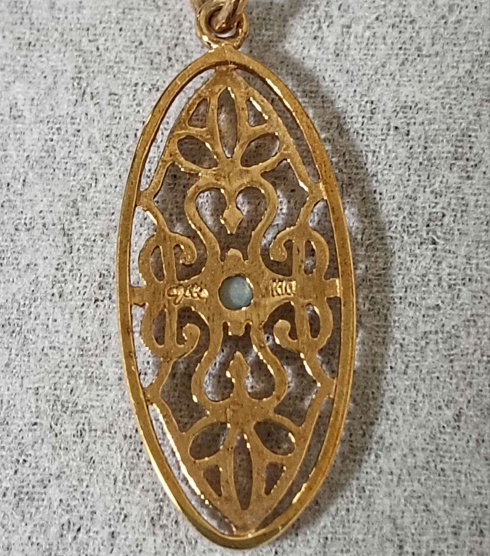 アガット　K10 オパール　透かし　ペンダントトップ