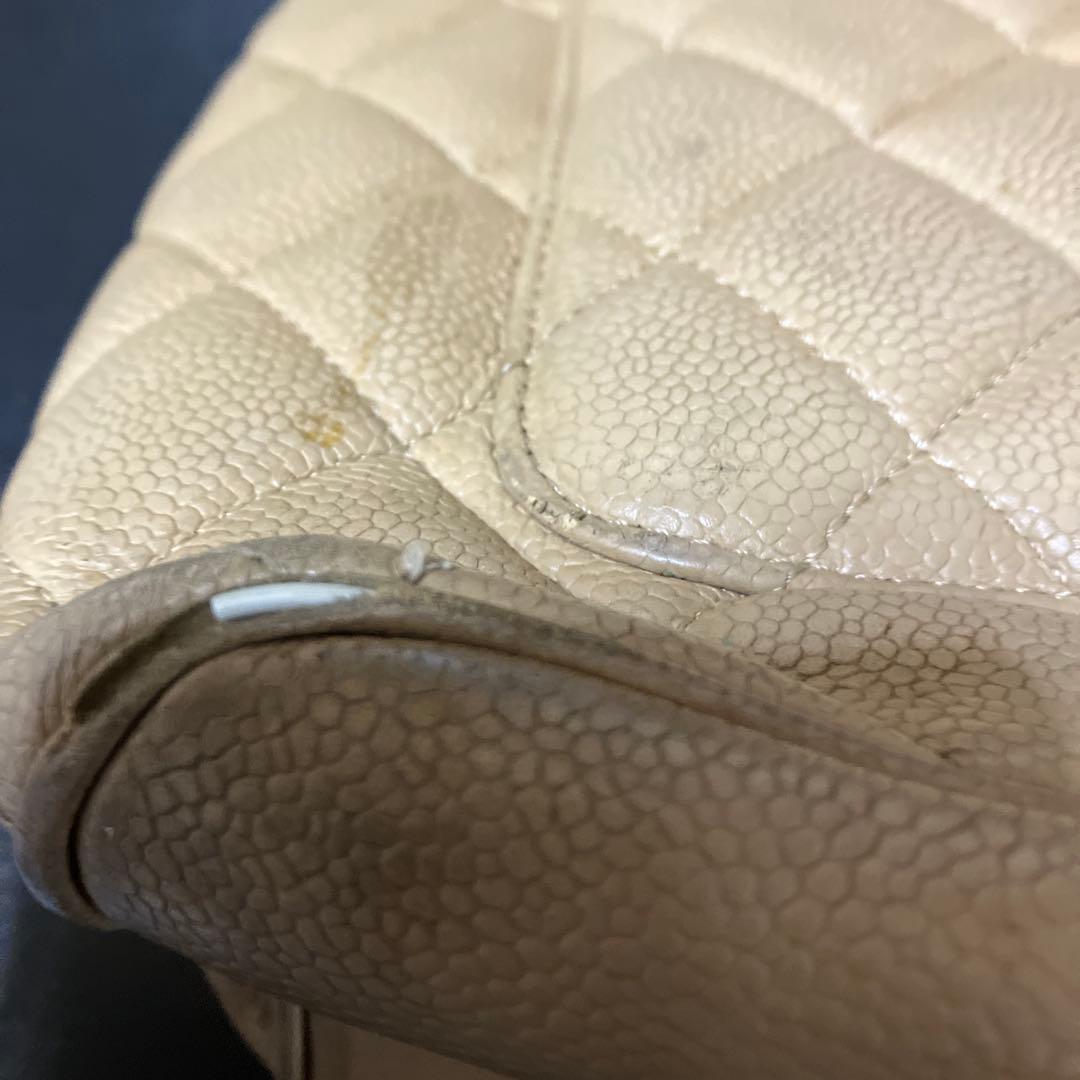 シャネル　復刻トート　キャビアスキン　ベージュ　金具　ゴールド　正規店購入　本物