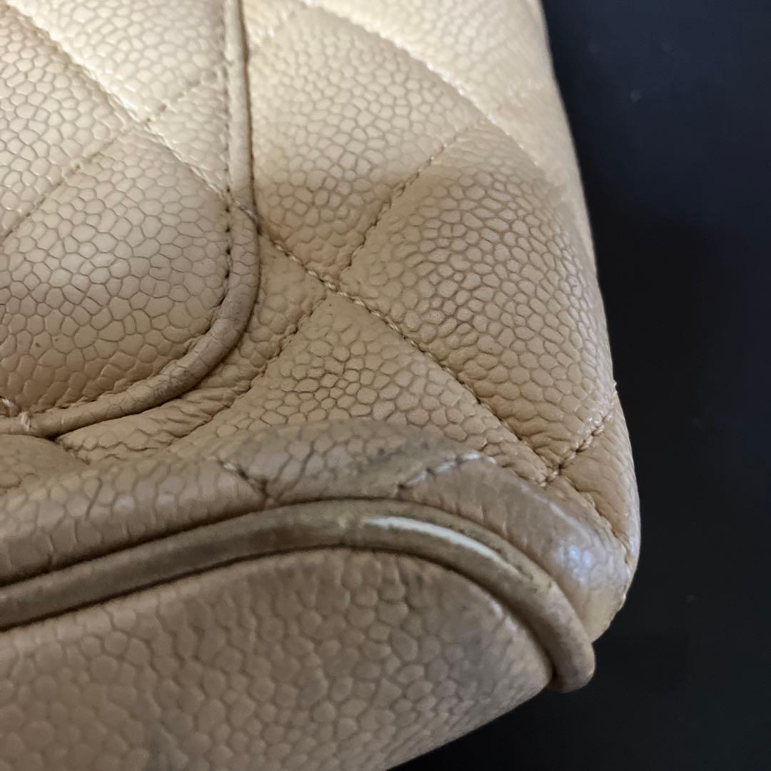 シャネル　復刻トート　キャビアスキン　ベージュ　金具　ゴールド　正規店購入　本物