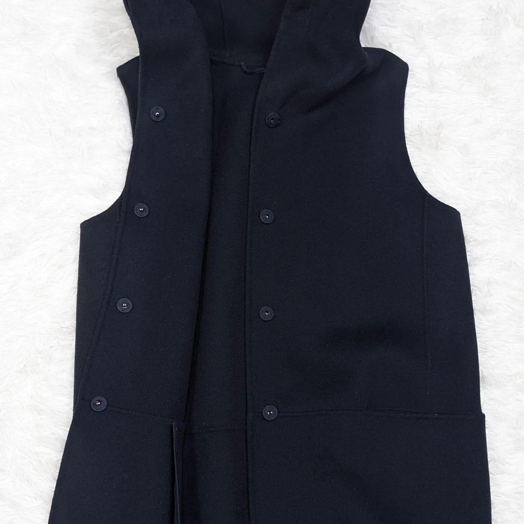 エスマックスマーラ クチートアマーノ ダブルフェイスロングジレ フード M 濃紺