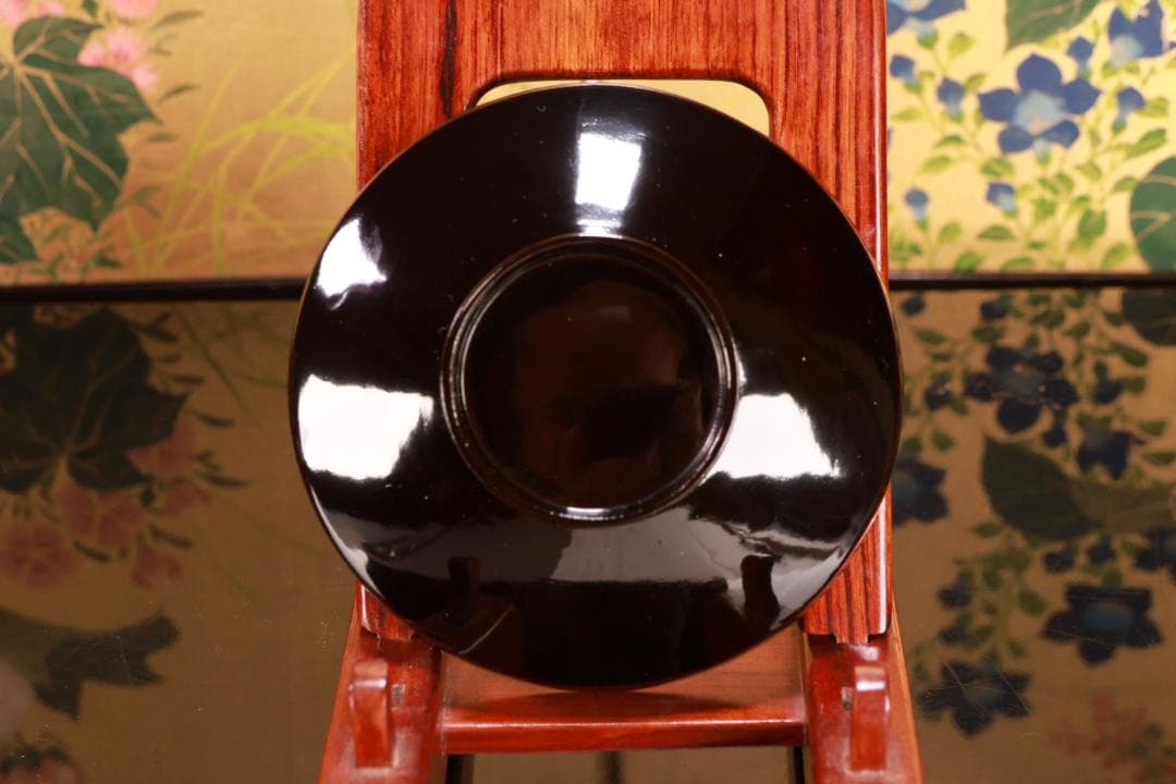 ジン、BJ022 時代輪島塗　波に雲上富士図金蒔絵　吸物椀　二客　木製