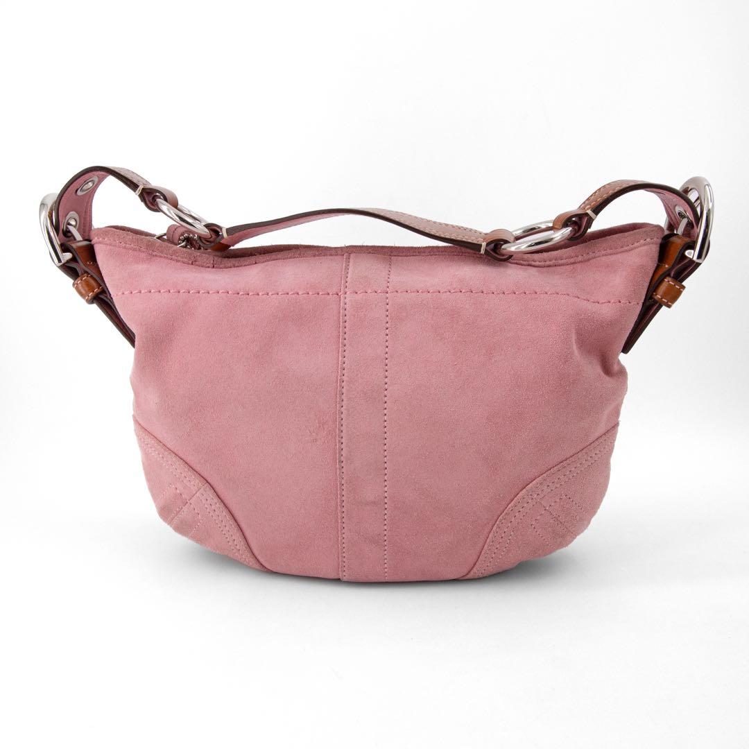 A103【COACH／コーチ】アクセサリーポーチ　ハンドバッグ　スエード　ピンク