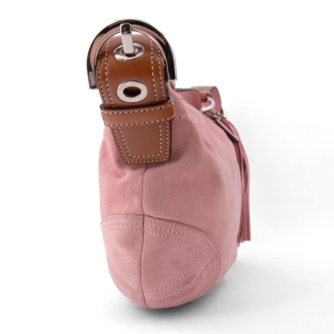 A103【COACH／コーチ】アクセサリーポーチ　ハンドバッグ　スエード　ピンク