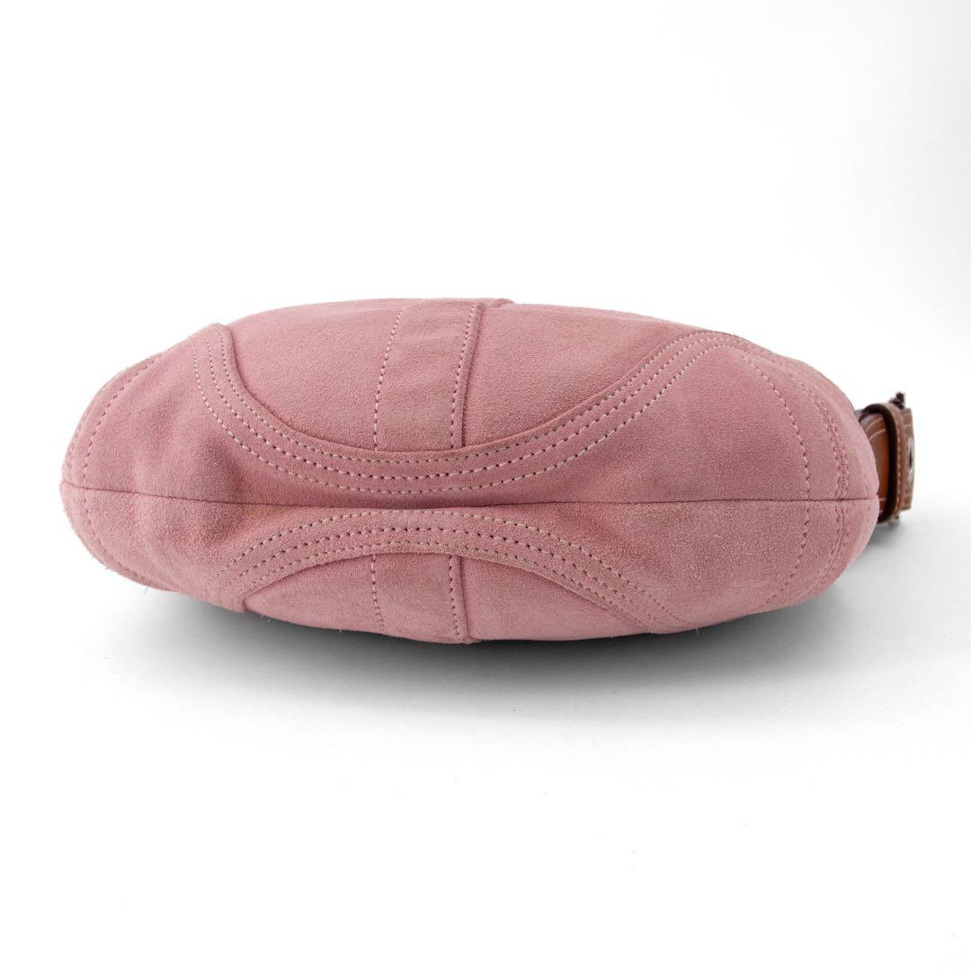 A103【COACH／コーチ】アクセサリーポーチ　ハンドバッグ　スエード　ピンク