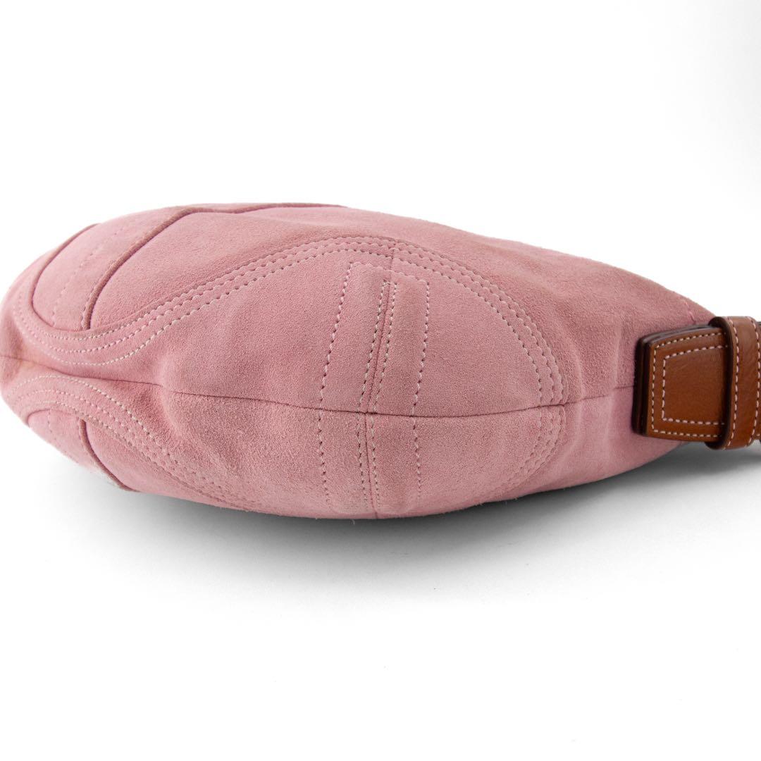 A103【COACH／コーチ】アクセサリーポーチ　ハンドバッグ　スエード　ピンク