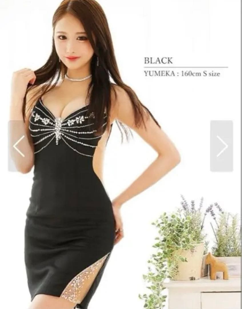 エンジェルアール　ビジュー　ブラック　ミニ　タイト　キャバドレス　ナイトドレス