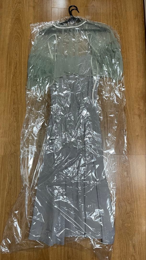 プルーブー　POURVOUS ギャザーチュールセットドレス　グリーン　Sサイズ