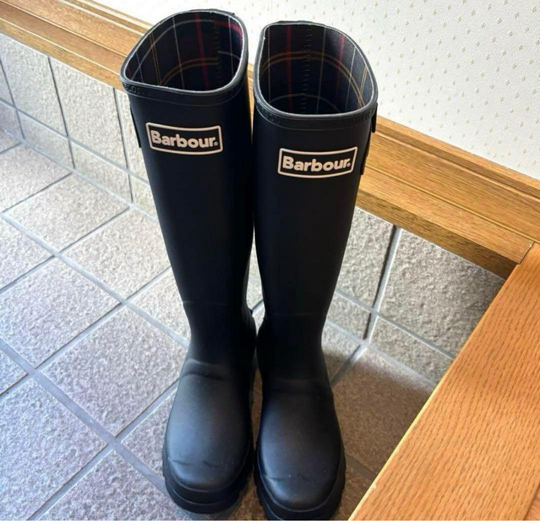 Barbour 長靴 黒 チェック柄