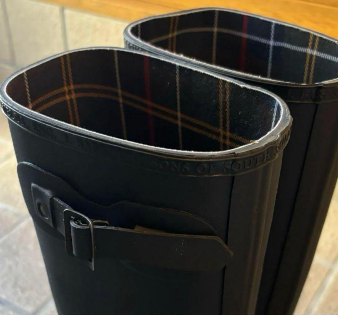 Barbour 長靴 黒 チェック柄