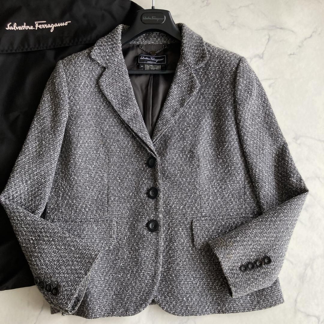 希少5L/4XL相当【ハンガー・ガーメント付き】フェラガモツイードジャケット