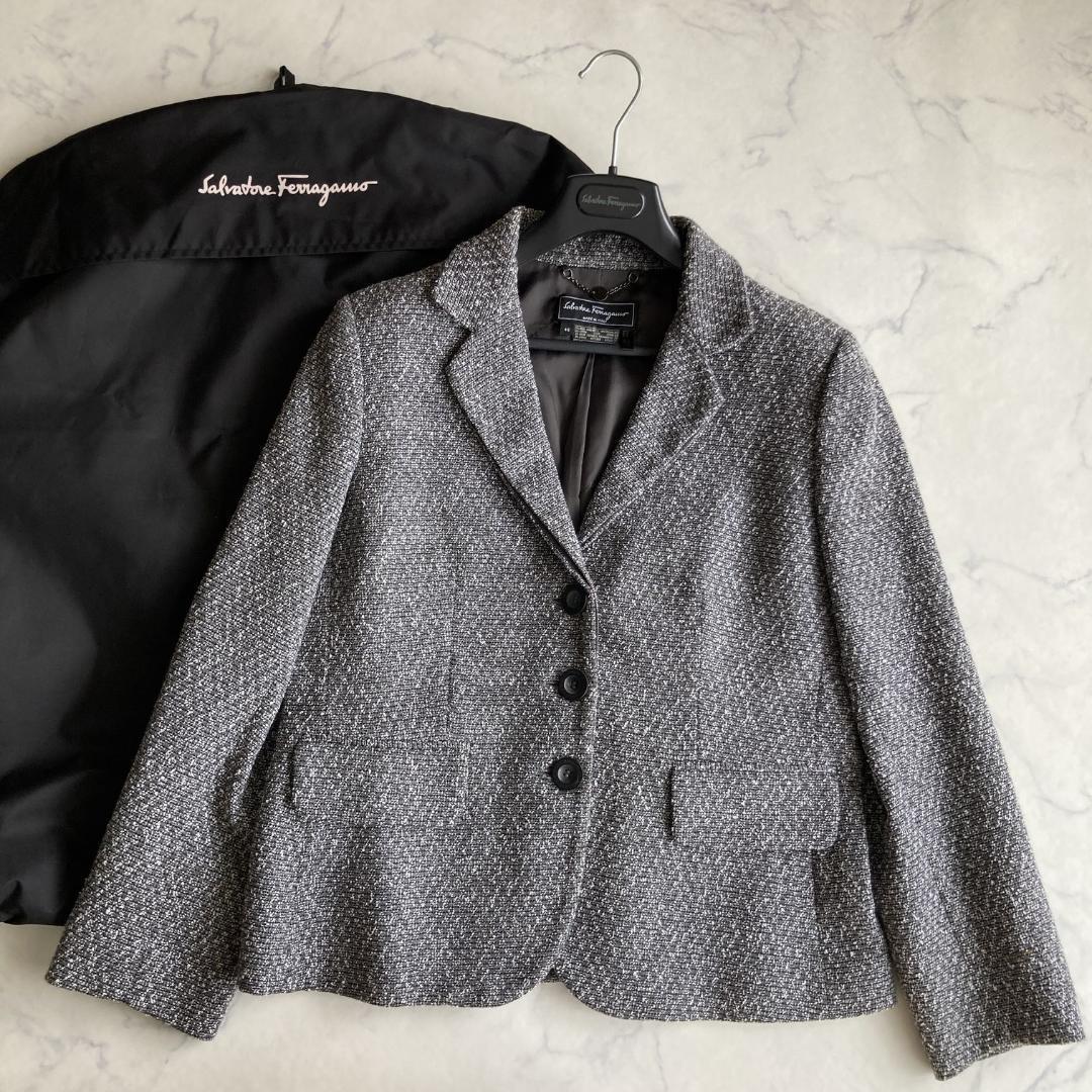 希少5L/4XL相当【ハンガー・ガーメント付き】フェラガモツイードジャケット