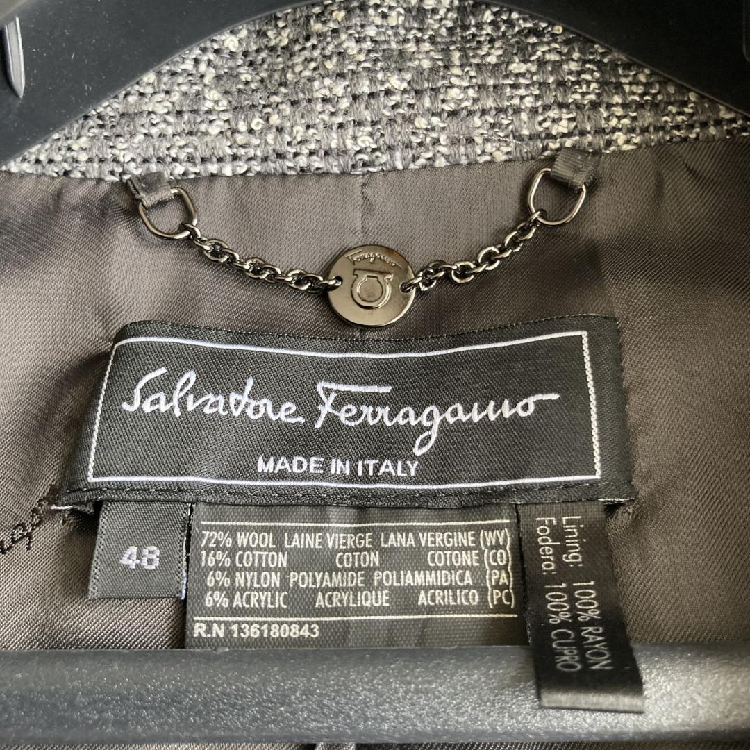 希少5L/4XL相当【ハンガー・ガーメント付き】フェラガモツイードジャケット