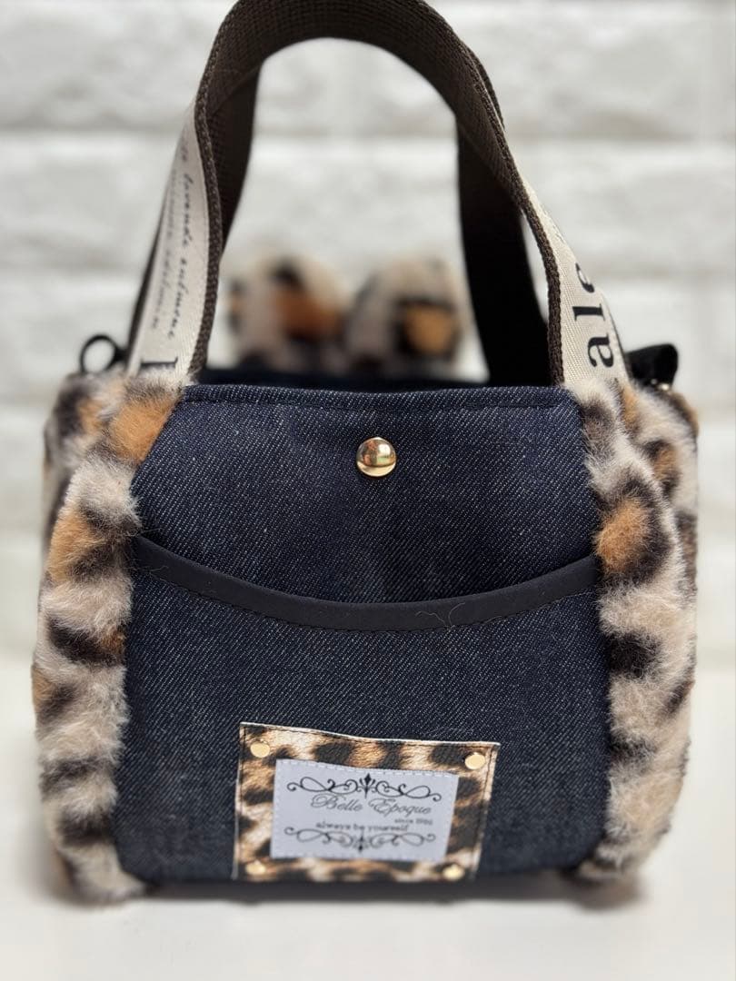 ゆ*ら様 コヤンイサムチョン　ハンドメイド　ファーミニバッグ　ヒョウ柄ベージュ