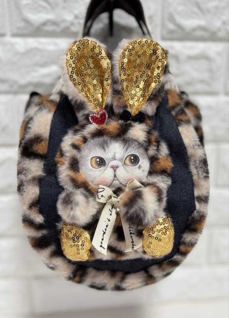 ゆ*ら様 コヤンイサムチョン　ハンドメイド　ファーミニバッグ　ヒョウ柄ベージュ