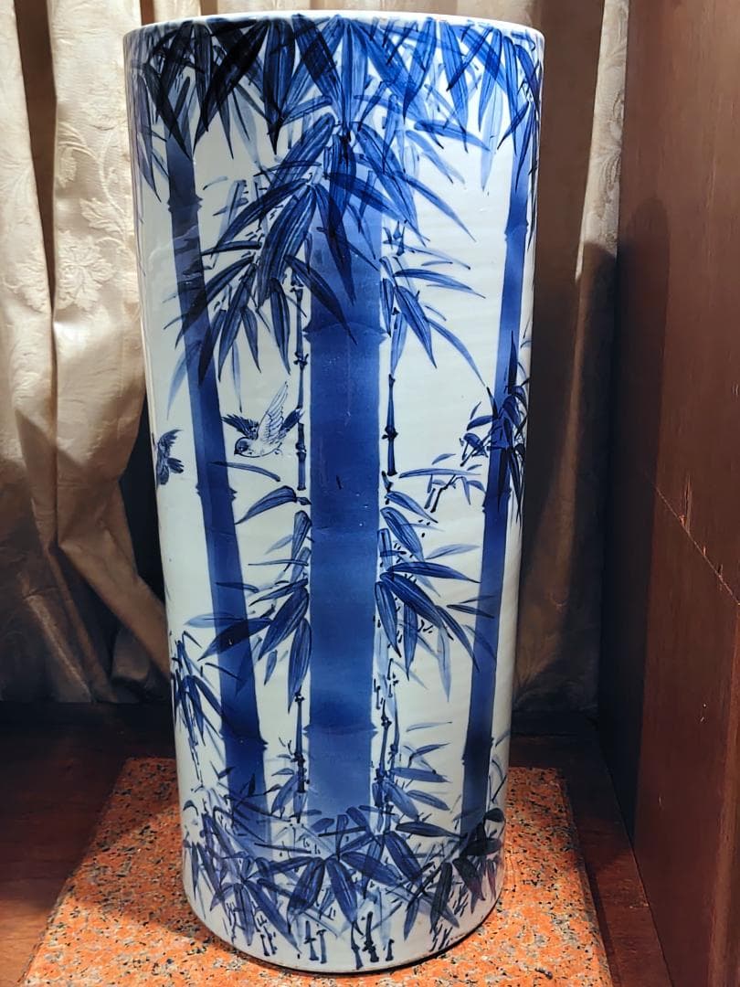 伊万里　染付け「土間火鉢」「立火鉢」　明治〜大正　特注品　極稀少　花器　傘立て