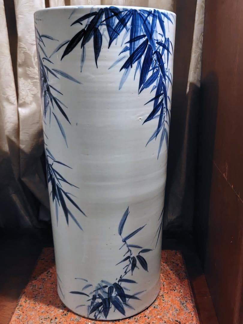 伊万里　染付け「土間火鉢」「立火鉢」　明治〜大正　特注品　極稀少　花器　傘立て