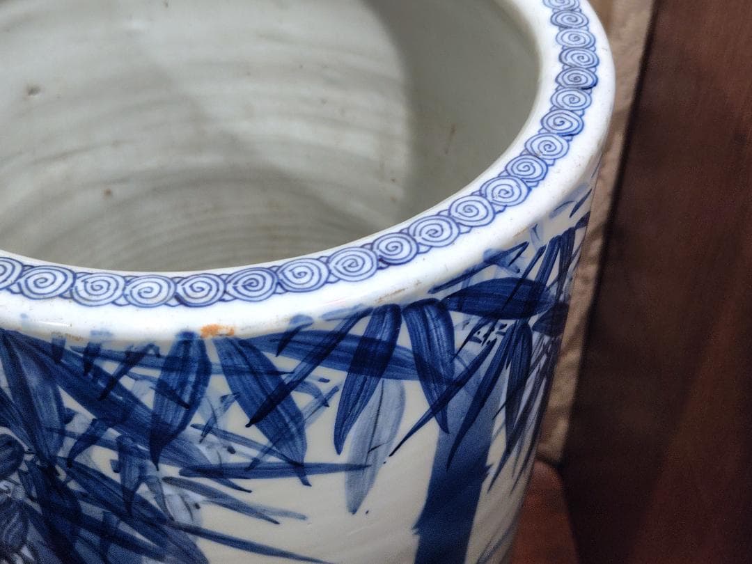 伊万里　染付け「土間火鉢」「立火鉢」　明治〜大正　特注品　極稀少　花器　傘立て