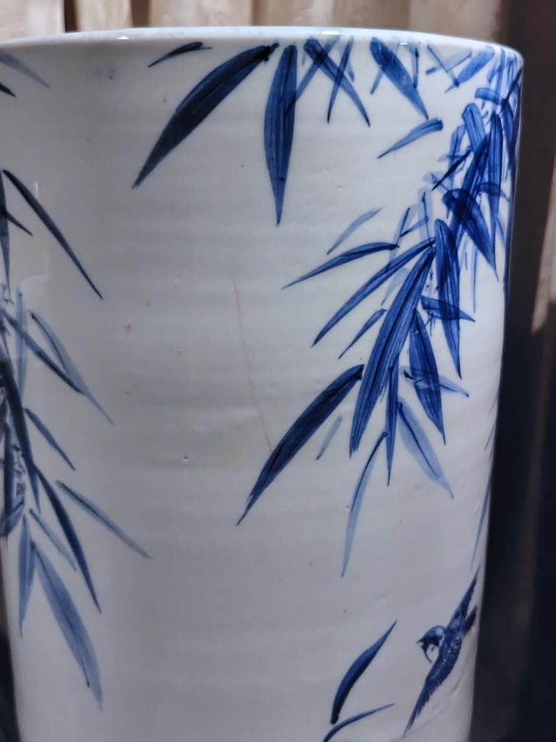 伊万里　染付け「土間火鉢」「立火鉢」　明治〜大正　特注品　極稀少　花器　傘立て