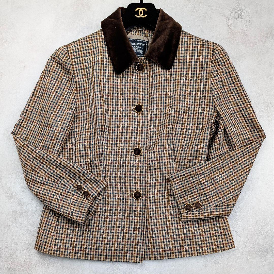 Burberrys バーバリーズ ジャケット ベルベット襟 チェック シルク混