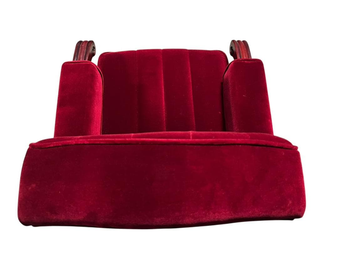 ◇昭和レトロ 古家具 一人掛けベロアソファー アームチェア ヴィンテージ 赤