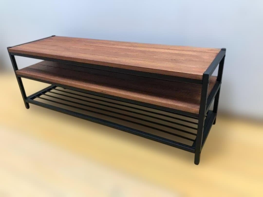 送料無料 ローボード テレビ台 木製天板 2段 棚付き ナチュラル251022