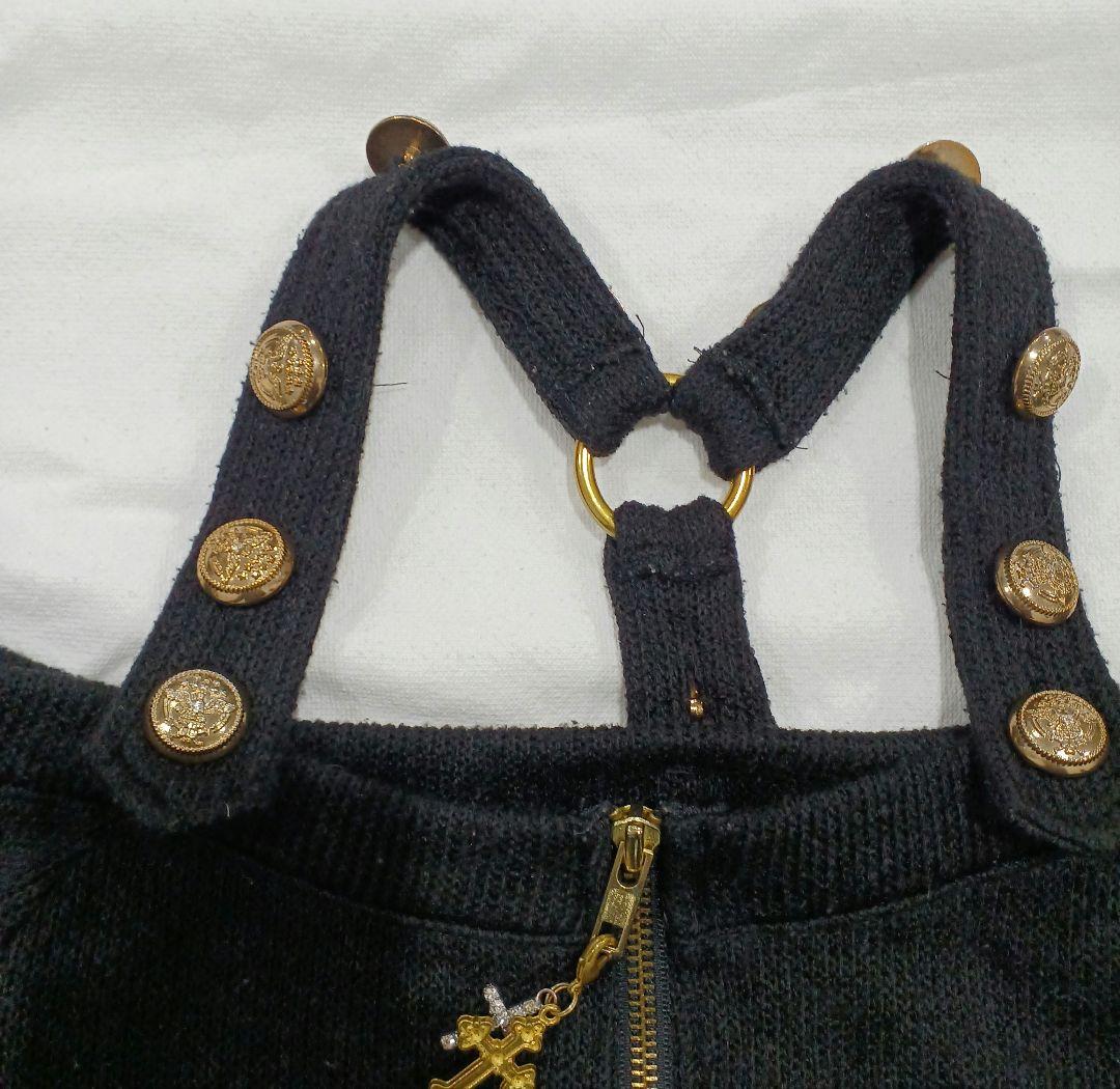 d.i.a. ダイヤ クロス チャーム 金ボタン スカル プリント ロングニット