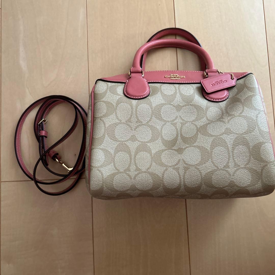コーチ トートバッグ ベージュ/ピンク