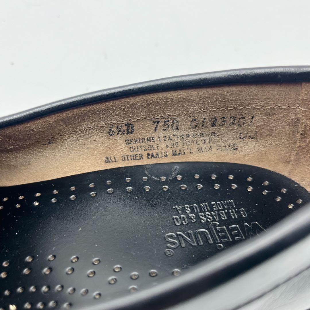 アッパー美品✨ジーエイチバス ローガン ガラスレザー ローファー 黒 6.5D