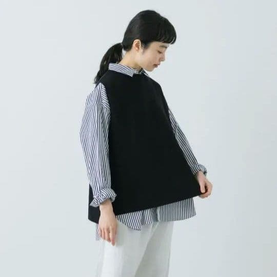 2025ss かぐれ　ドライコットンニットベスト　ブラック