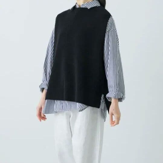 2025ss かぐれ　ドライコットンニットベスト　ブラック