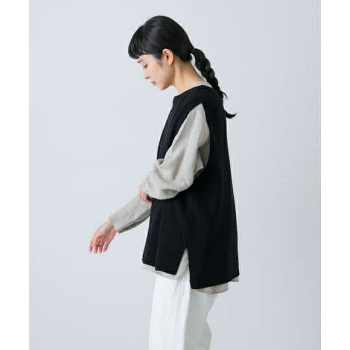 2025ss かぐれ　ドライコットンニットベスト　ブラック