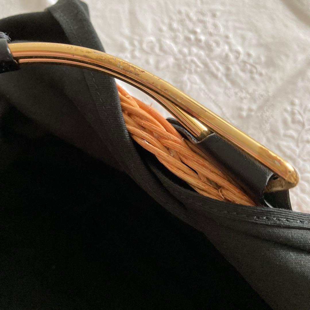 ヴィオラドーロ　ファー付きラタンカゴバッグ　フォックスファー