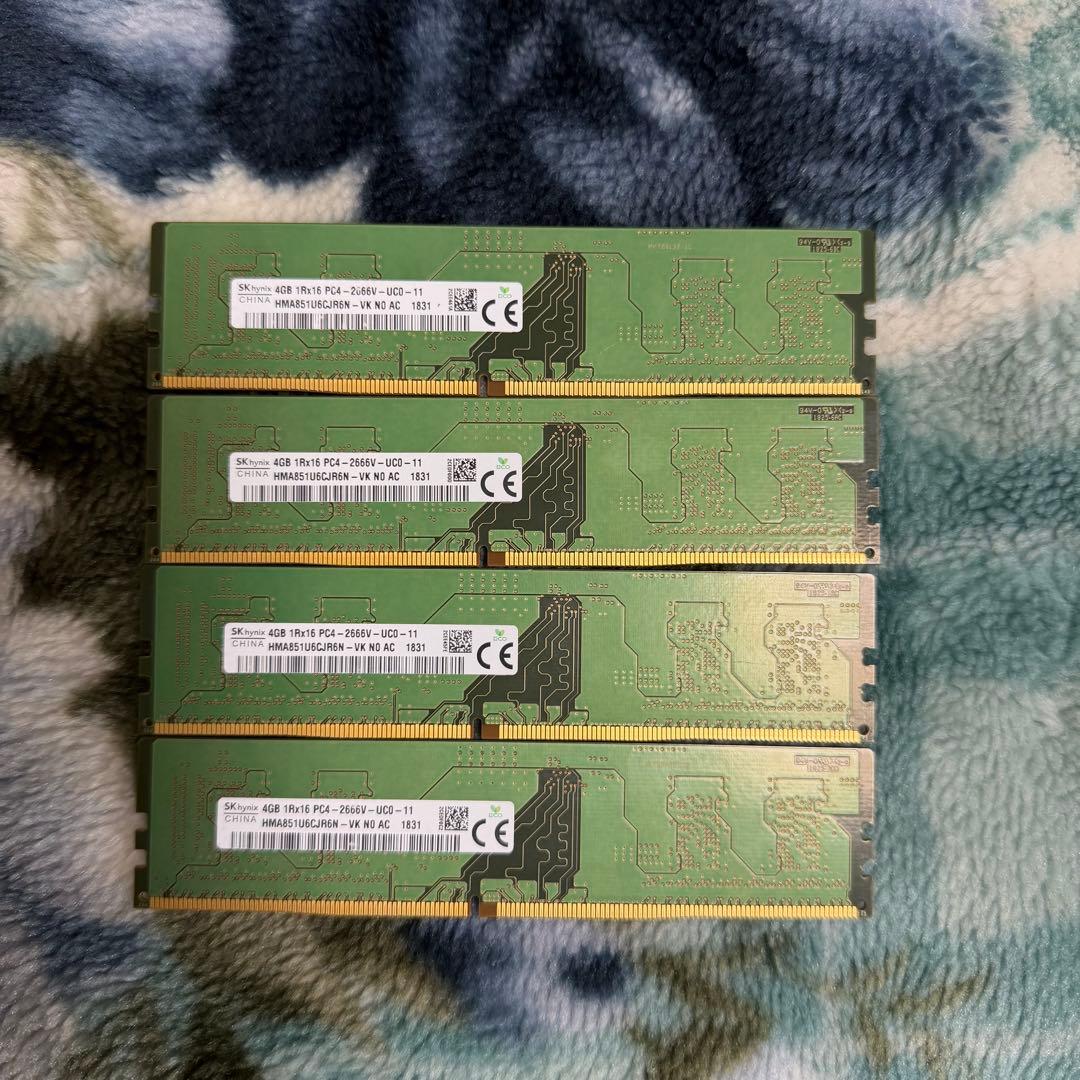 DDR4 メモリ 4GB ×4枚 合計16GB PC4-2666